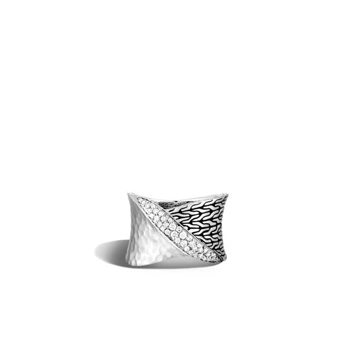 John Hardy .29CT Twisted Pave' Band Ring in Sterling Silver