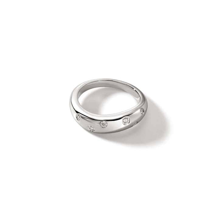 John Hardy Surf Ring with Diamonds in Sterling Silver