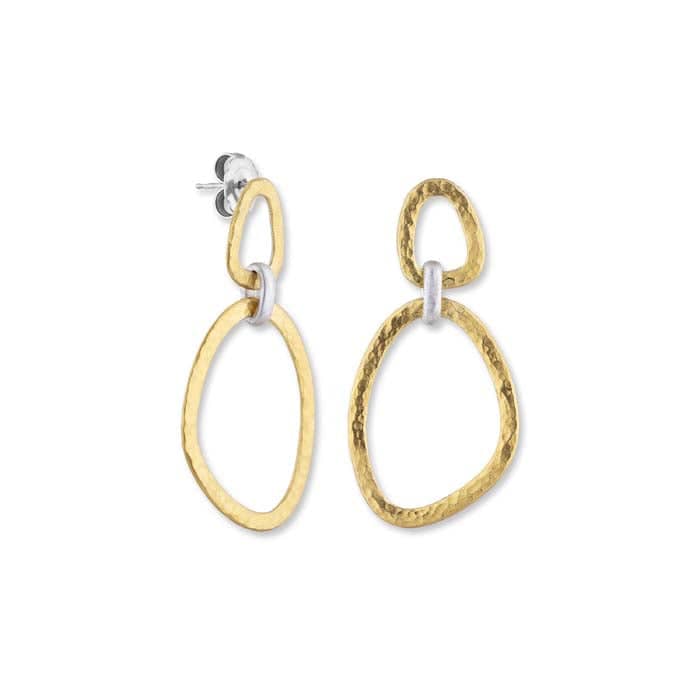 Load image into Gallery viewer, Lika Behar Reflections Abstract Oval Drop Earrings in Sterling Silver and 24K Yellow Gold
