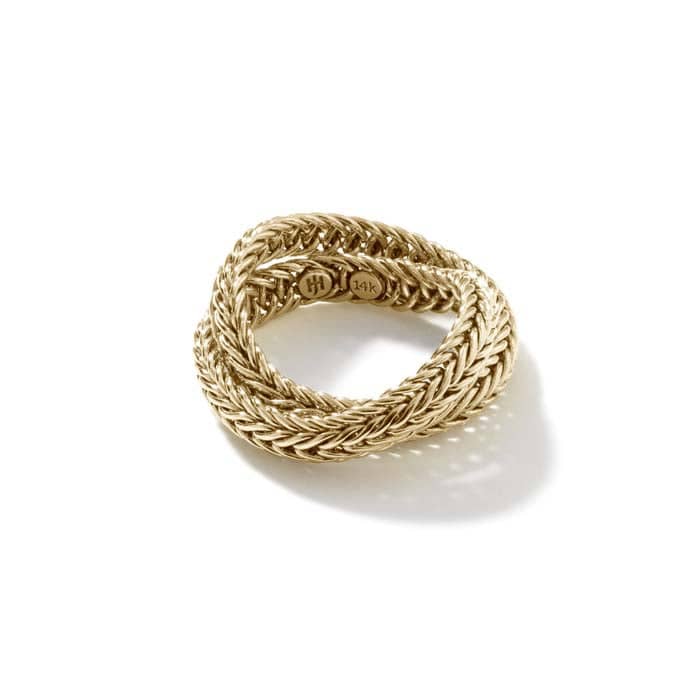 John Hardy Kami Chain Crossover Ring in 14K Yellow Gold