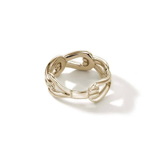 Load image into Gallery viewer, John Hardy Surf Pavé Link Ring in 14K Yellow Gold
