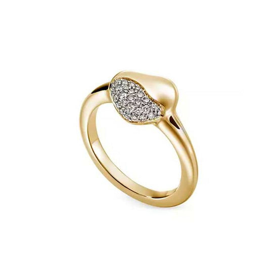 John Hardy Pebble Heart Ring with Diamonds in 14K Yellow Gold