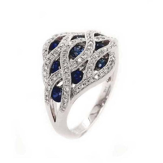 Mountz Collection Sapphire and Diamond Fashion Ring in 14K White Gold