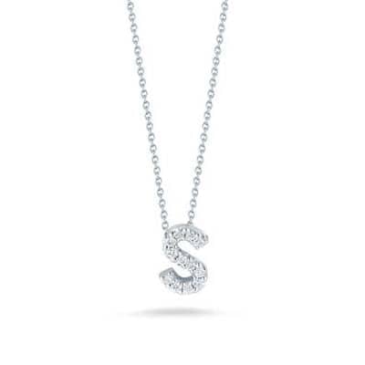 Roberto Coin .08CT Tiny Treasures Love Letter Initial S Pendant in 18K White Gold