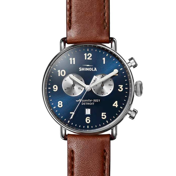 Shinola 43mm Canfield Chronograph Watch in Stainless Steel