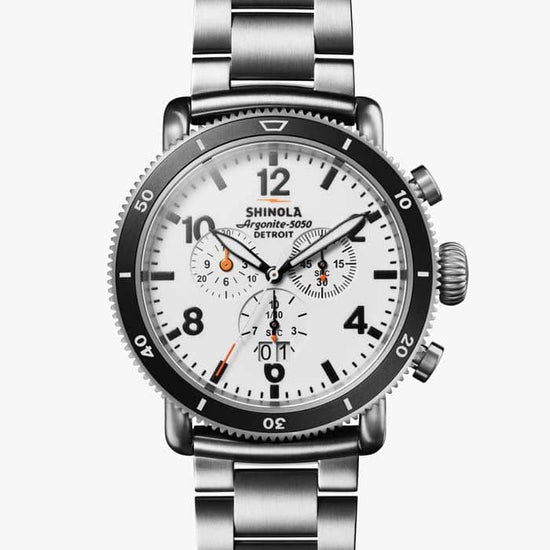 Load image into Gallery viewer, Shinola 48MM Runwell &amp;quot;White Hurricane&amp;quot; Chronograph in Stainless Steel
