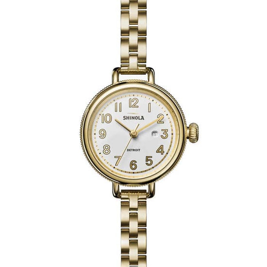 Shinola 34MM "The Birdy" Quartz Watch with Light Silver Dial in Yellow Gold PVD