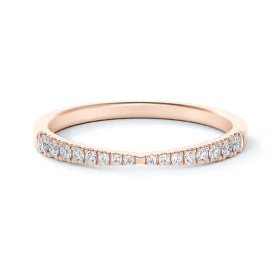 De Beers Forevermark Pinched Pave' Diamond Wedding Band in 14K Rose Gold