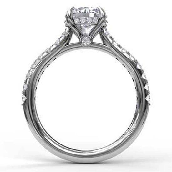 Fana .39TW Classic Round Diamond Engagement Ring Semi-Mounting with Hidden Halo in 14K White Gold