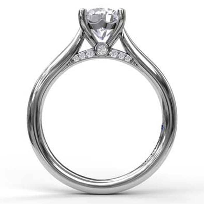 Fana .08CTW Solitaire Mounting with Diamond Bridge in 14K White Gold