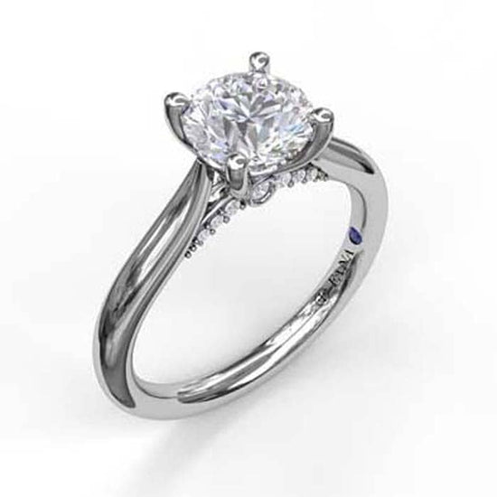 Fana .08CTW Solitaire Mounting with Diamond Bridge in 14K White Gold