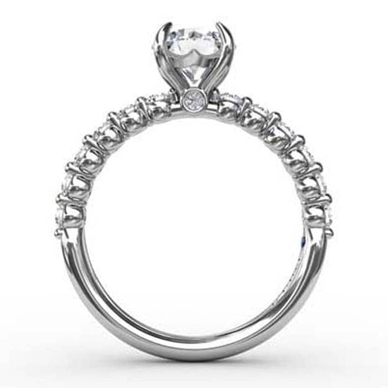Fana Single Shared Prong Engagement Ring Semi-Mounting in 14K White Gold