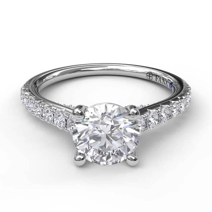 Fana .48CTW Raised Shoulder Engagement Ring Semi-Mounting in 14K White Gold