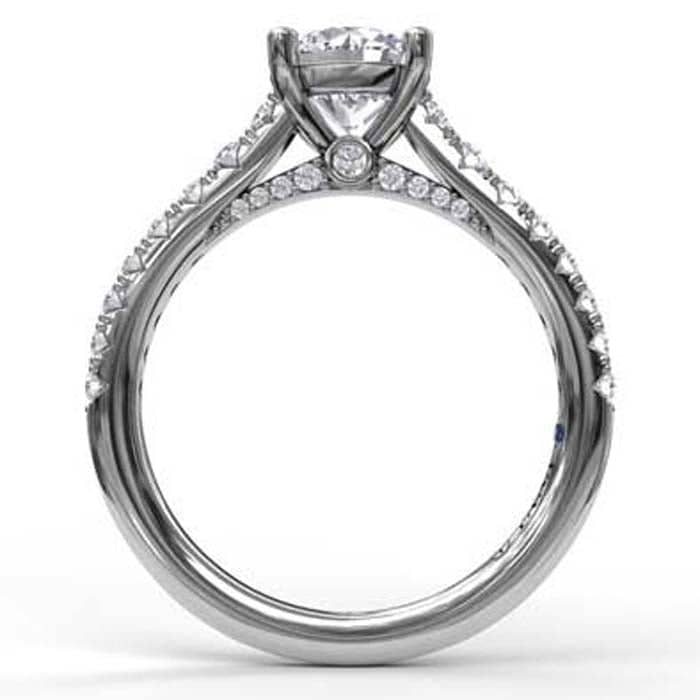 Fana .48CTW Raised Shoulder Engagement Ring Semi-Mounting in 14K White Gold
