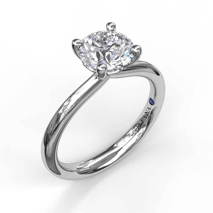 Fana Timeless Round Solitaire Engagement Ring Mounting in 14K White Gold