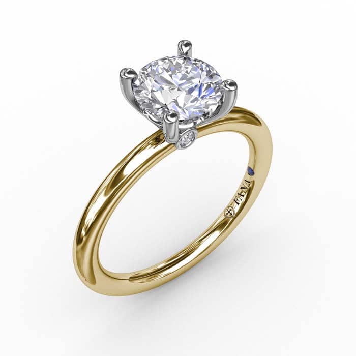 Fana .02ctw Round Solitaire Engagement Ring Mounting in 14K Yellow and White Gold
