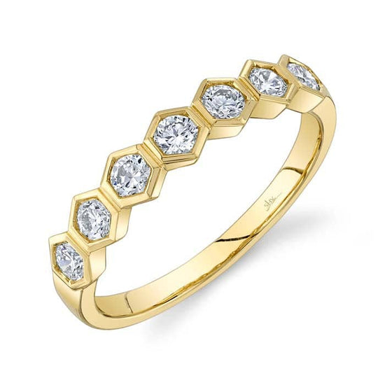 Load image into Gallery viewer, Shy Creation Diamond Hexagon Band in 14K Yellow Gold
