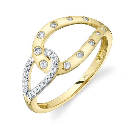 Shy Creation Interconnected Loop Diamond Ring in 14K Yellow Gold