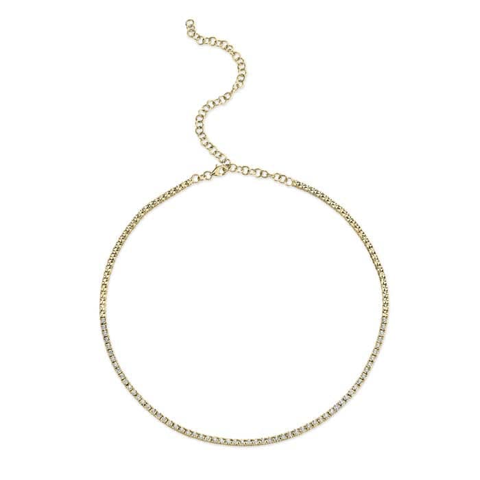 Shy Creation 17.5" .95CTW Diamond Illusion Tennis Necklace in 14K Yellow Gold