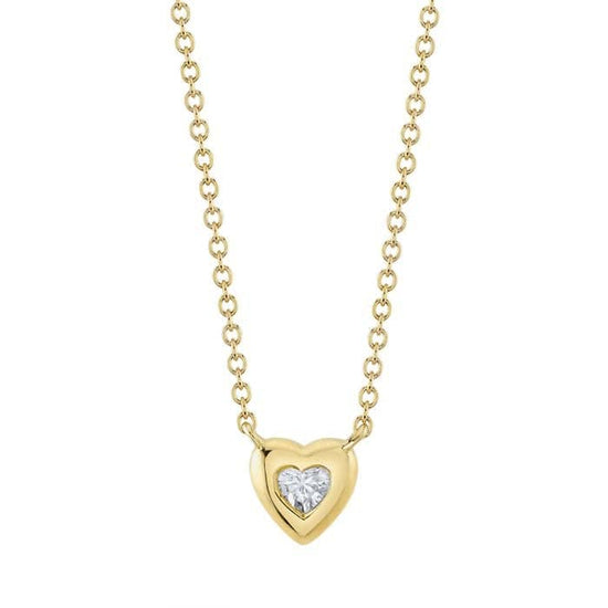 Load image into Gallery viewer, Shy Creation Bezel Heart Diamond Pendant in 14K Yellow Gold
