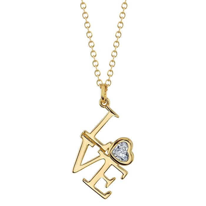 Load image into Gallery viewer, Shy Creation Diamond &amp;quot;LOVE&amp;quot; Pendant in 14K Yellow Gold
