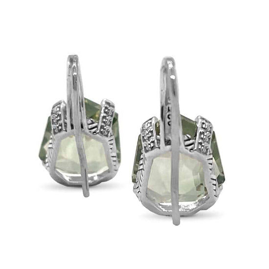 Load image into Gallery viewer, Stephen Dweck Galactical Green Amethyst Earrings in Engraved Sterling Silver
