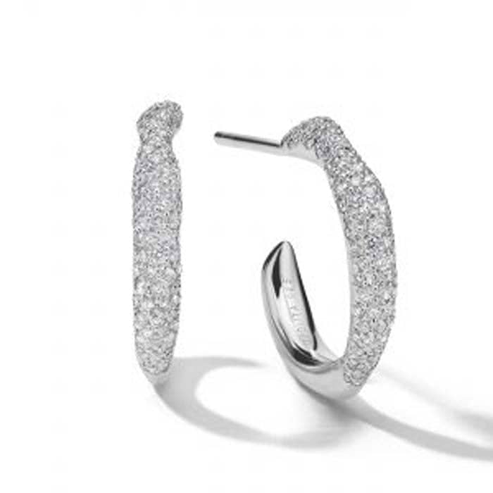 Ippolita "Stardust" Collection Pave Squiggle Hoop Earrings in Sterling Silver
