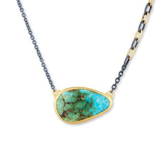 Lika Behar One of A Kind Sonoran Sunshine Pendant Necklace with Sonoran Turquoise  in Sterling Silver and 24K Yellow Gold