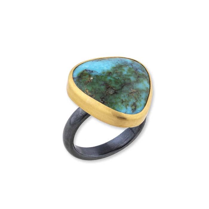 Lika Behar Sonoran Turquoise Ring in Sterling Silver and 22K Yellow Gold