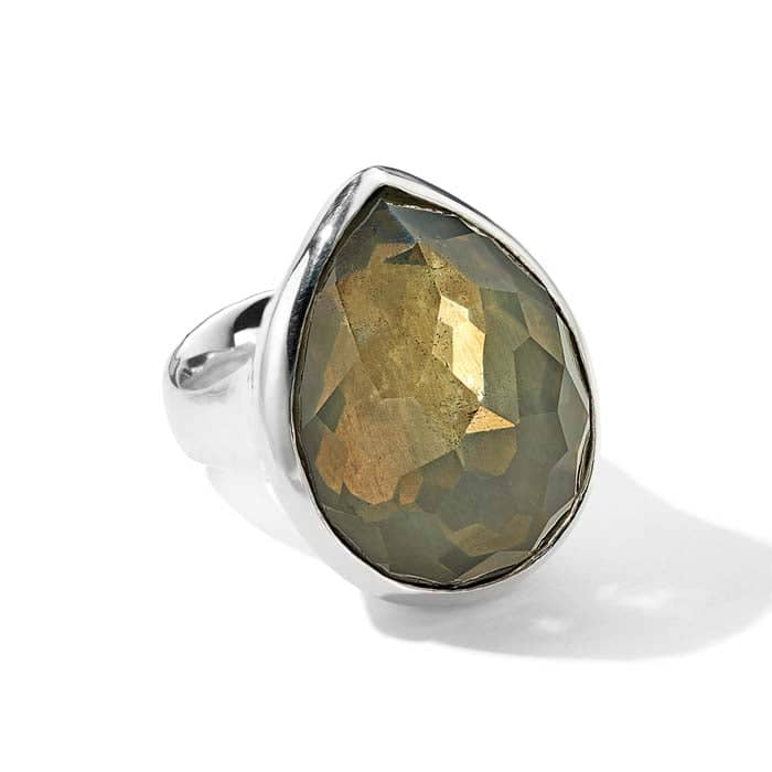 Load image into Gallery viewer, Ippolita Pyrite and Clear Quartz Rock Candy Teardrop Ring in Sterling Silver
