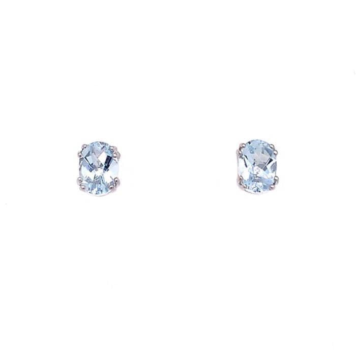 Mountz Collection Aquamrine Oval Stud Earrings in 14K White Gold