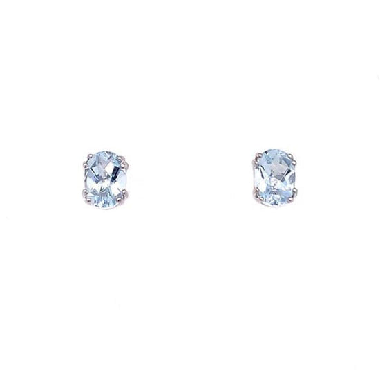 Mountz Collection Aquamrine Oval Stud Earrings in 14K White Gold