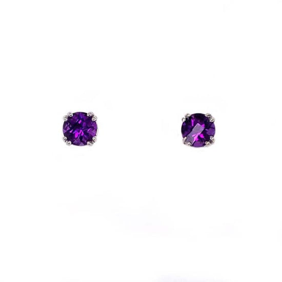 Load image into Gallery viewer, Mountz Collection Amethyst Stud Earrings in 14K White Gold
