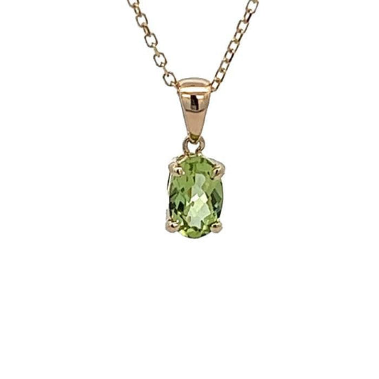 Mountz Collection Oval Peridot Pendant Necklace in 14K Yellow Gold