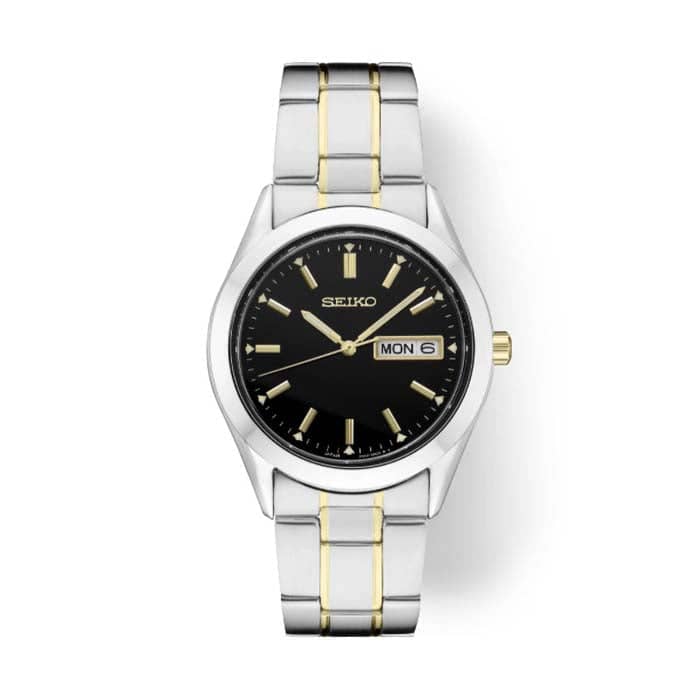 Seiko 37.4MM Black Dial Watch in Stainless Steel