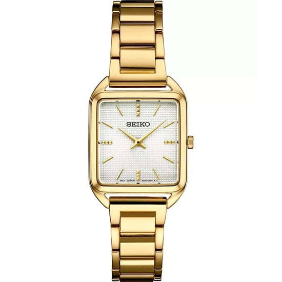 Load image into Gallery viewer, 26MM Essentials White Dial Square Quartz Watch in Gold-Tone Stainless Steel
