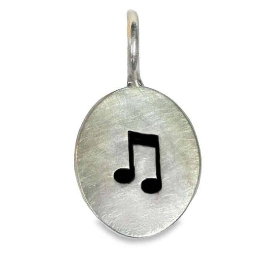 Heather B. Moore Size 2 Oval Charm with Musical Note in Sterling Silver