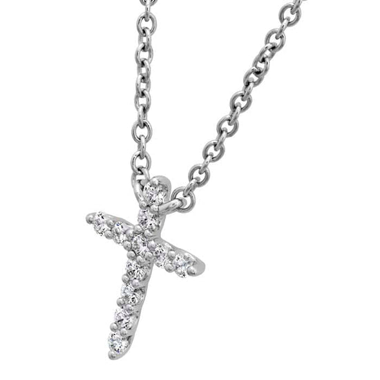 Load image into Gallery viewer, Hearts On Fire .09-.13CTW Small Signature Cross Pendant in 18K White Gold
