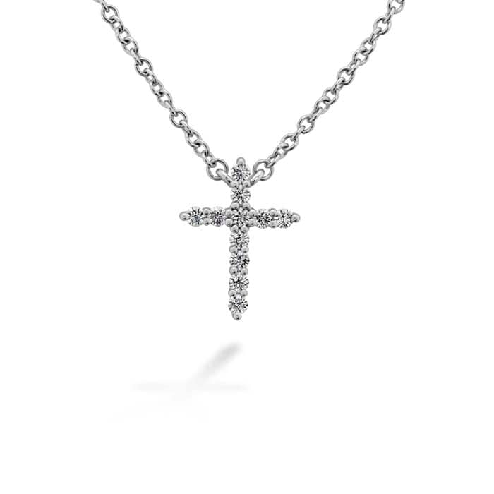 Load image into Gallery viewer, Hearts On Fire .09-.13CTW Small Signature Cross Pendant in 18K White Gold

