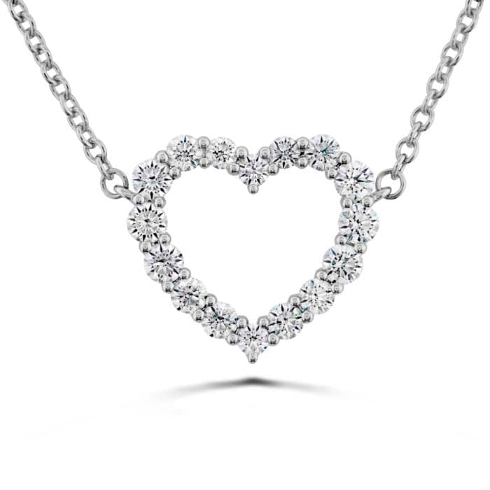 Load image into Gallery viewer, Hearts On Fire .34-.44CTW Medium Signature Heart Pendant in 18K White Gold
