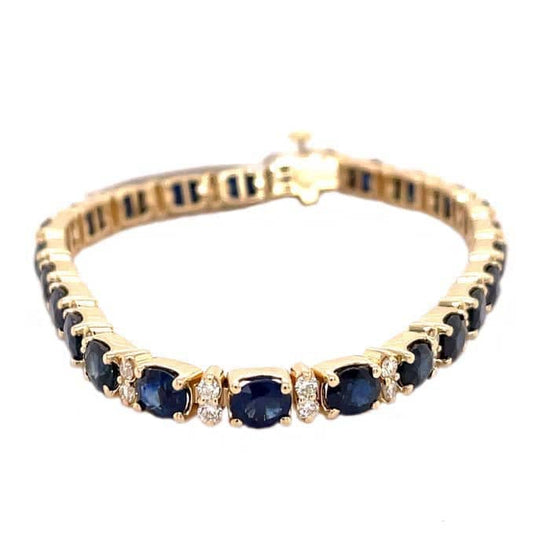 Load image into Gallery viewer, Mountz Collection Sapphire and Diamond Bracelet in 14K Yellow Gold

