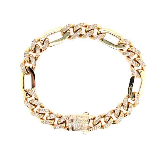 Load image into Gallery viewer, Mountz Collection Figaro Link Bracelet with Diamonds in 14K Yellow Gold
