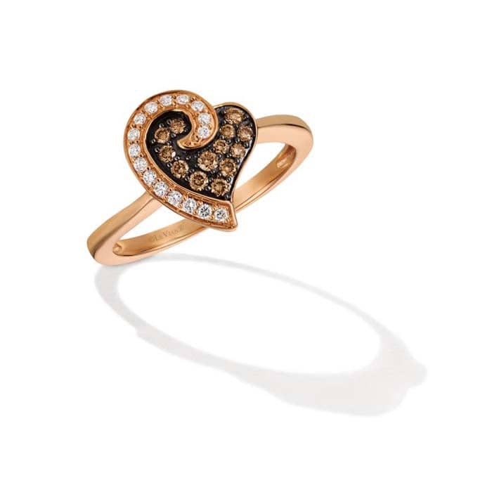 Le Vian Heart Ring featuring Chocolate and Vanilla Diamonds in 14K Strawberry Gold
