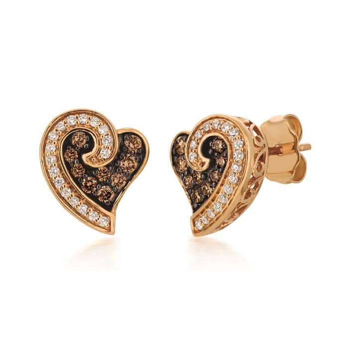 Le Vian Earrings featuring Chocolate and Vanilla Diamonds in 14K Strawberry Gold