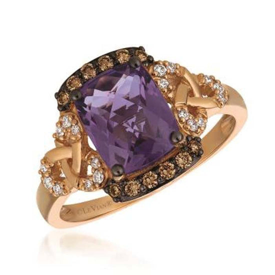 Load image into Gallery viewer, Le Vian Ring featuring Grape Amethyst with Chocolate and Vanilla Diamonds in 14K Strawberry Gold
