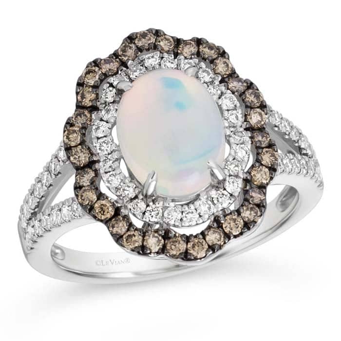 Load image into Gallery viewer, Le Vian Ring featuring Neopolitan Opal and Chocolate and Nude Diamonds in 14K Vanilla Gold
