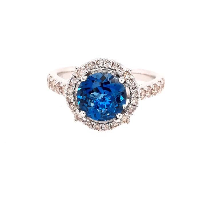 Load image into Gallery viewer, Le Vian Creme Brulee Ring featuring Deep Sea Blue Topaz and Nude Diamonds in 14K Vanilla Gold
