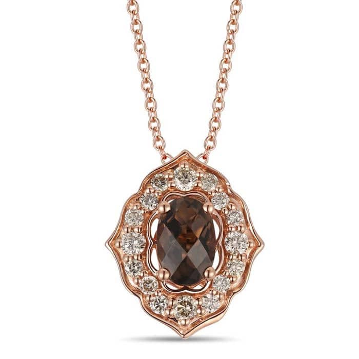 Le Vian Creme Brulee Pendant featuring Chocolate Quartz and Nude Diamonds in 14K Strawberry Gold