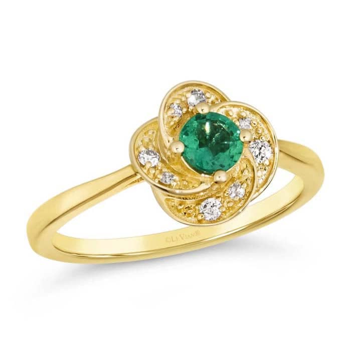 Load image into Gallery viewer, Le Vian Swirl Ring featuring Costa Smeralda Emeralds and Nude Diamonds in 14K Honey Gold
