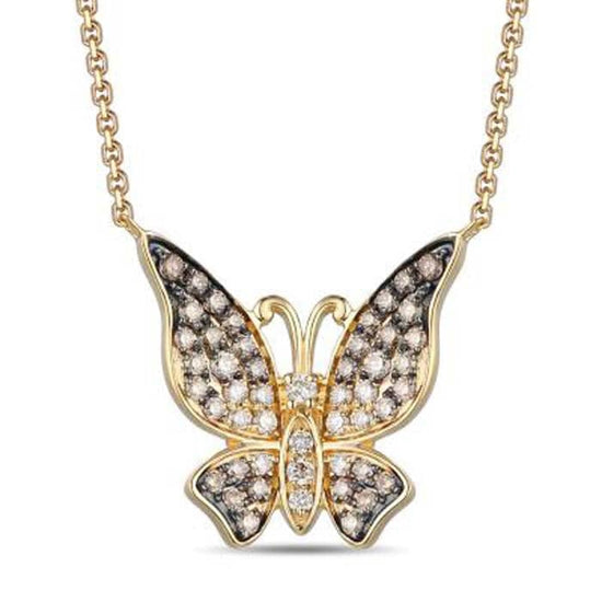 Le Vian Butterfly Necklace featuring Chocolate Ombré Diamonds in 14K Honey Gold